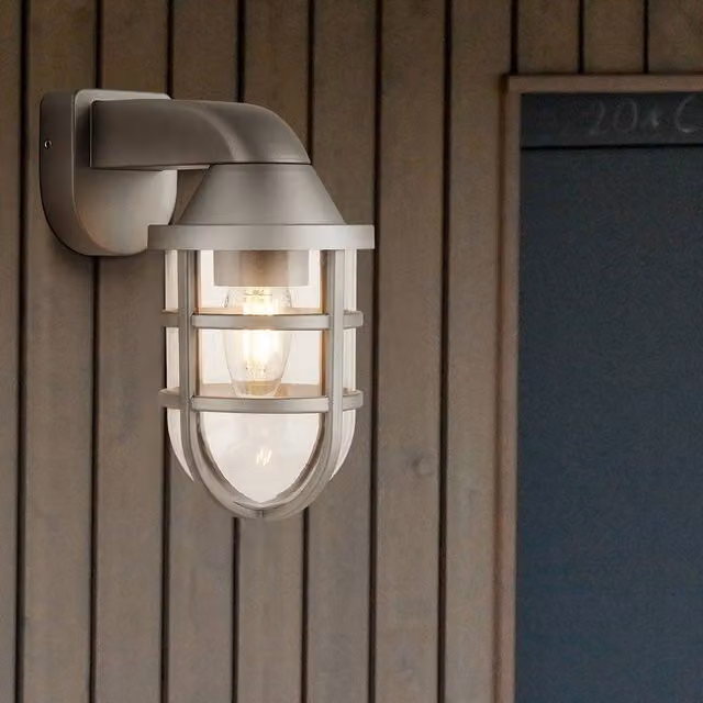 Lighting Collection Lighthouse Maritime Silver Outdoor Wall Lantern with Transparent Glass – 2