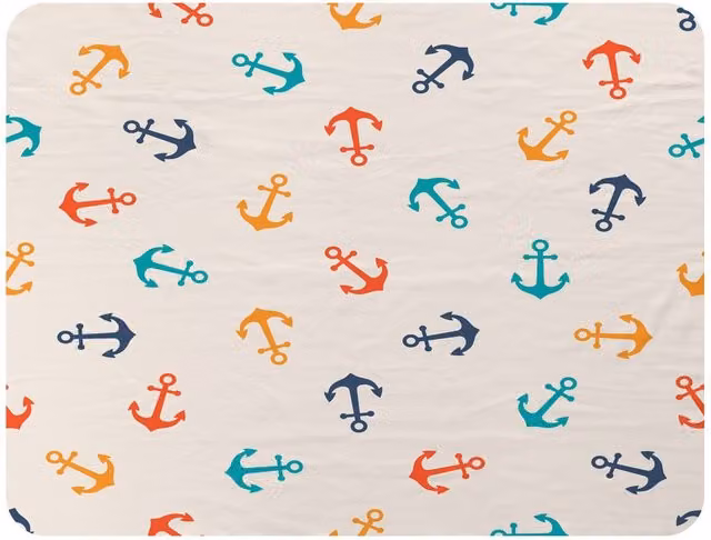 Benjamin Tate Design Multi Coloured Anchors Fleece Blanket in Yellow, W/D/H: 120 x 150 cm – 2