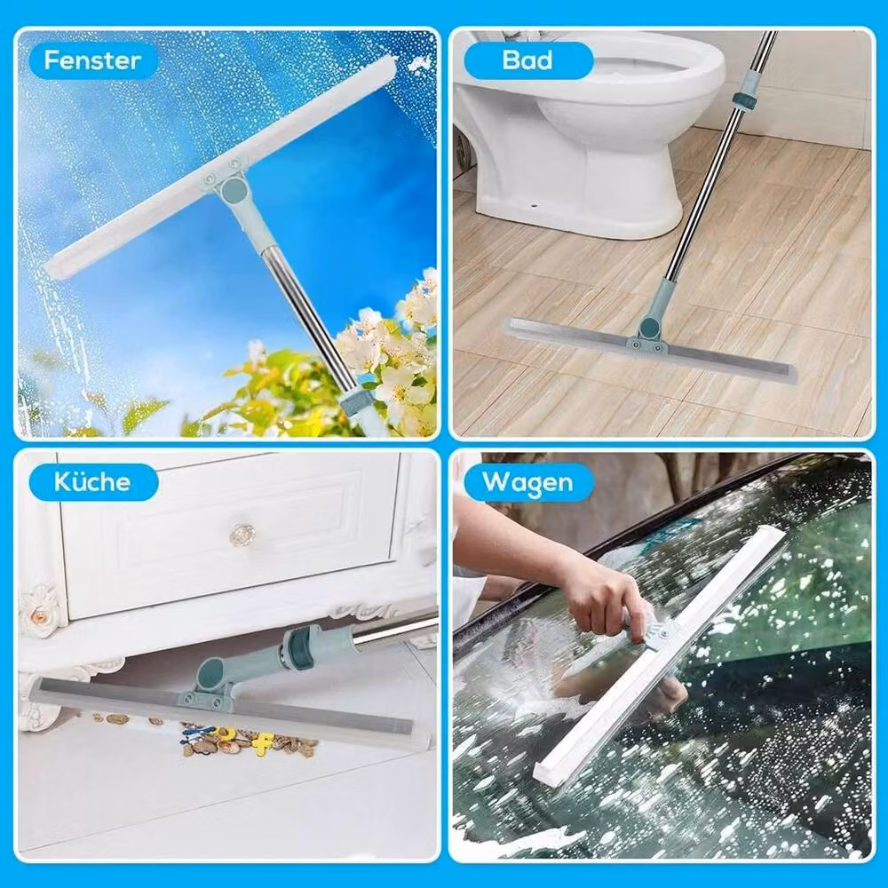 Kelvenix Green Floor Rubber Squeegee with Telescopic Handle and Scraper for Tile, Shower and Wet Room Cleaning – 2