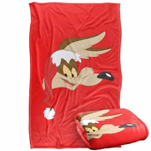 Warner Bros. Looney Tunes Wile E. Coyote Santa Hat Super Soft Fleece Throw Blanket, Multicolour, W/D/H: 91 x 147 cm – 1