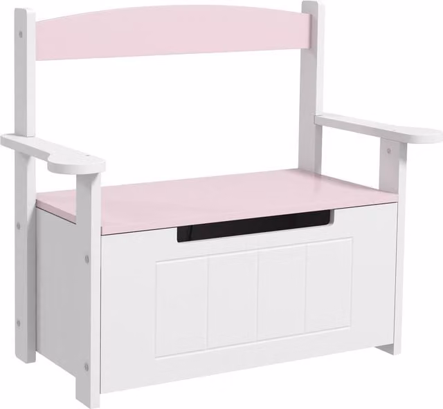 AIYAPLAY 2-in-1 Pink Toy Box with Lid for Childrens Bedroom and Nursery