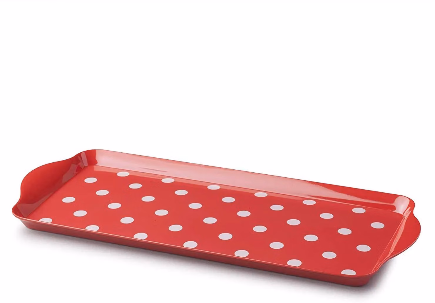 Zeal Melamine Dotty Rectangular Serving Tray with Handles, Red, W: 38 cm, D: 17 cm – 4