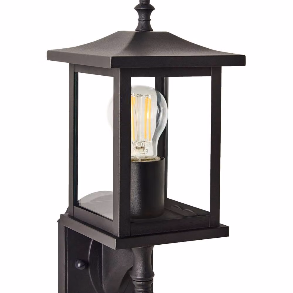 Wyld and Coco Modern Black Metal and Glass Outdoor Wall Lantern – 2