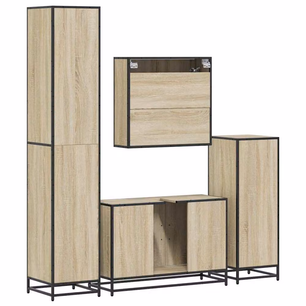 Berkfield Home 4-Piece Industrial Bathroom Furniture Set in Sonoma Oak Brown – 2
