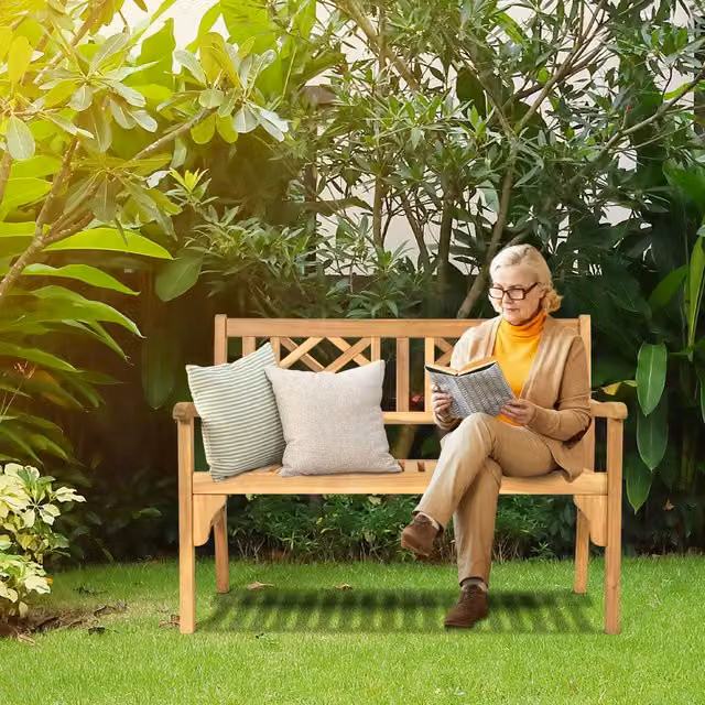 COSTWAY Brown Foldable Patio Bench