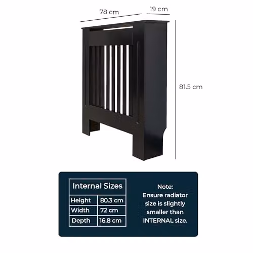 Airwave Vertical Line Style Radiator Cover in Black MDF, Small, W/D/H: 81.5 x 19.0 x 78.0 cm – 2