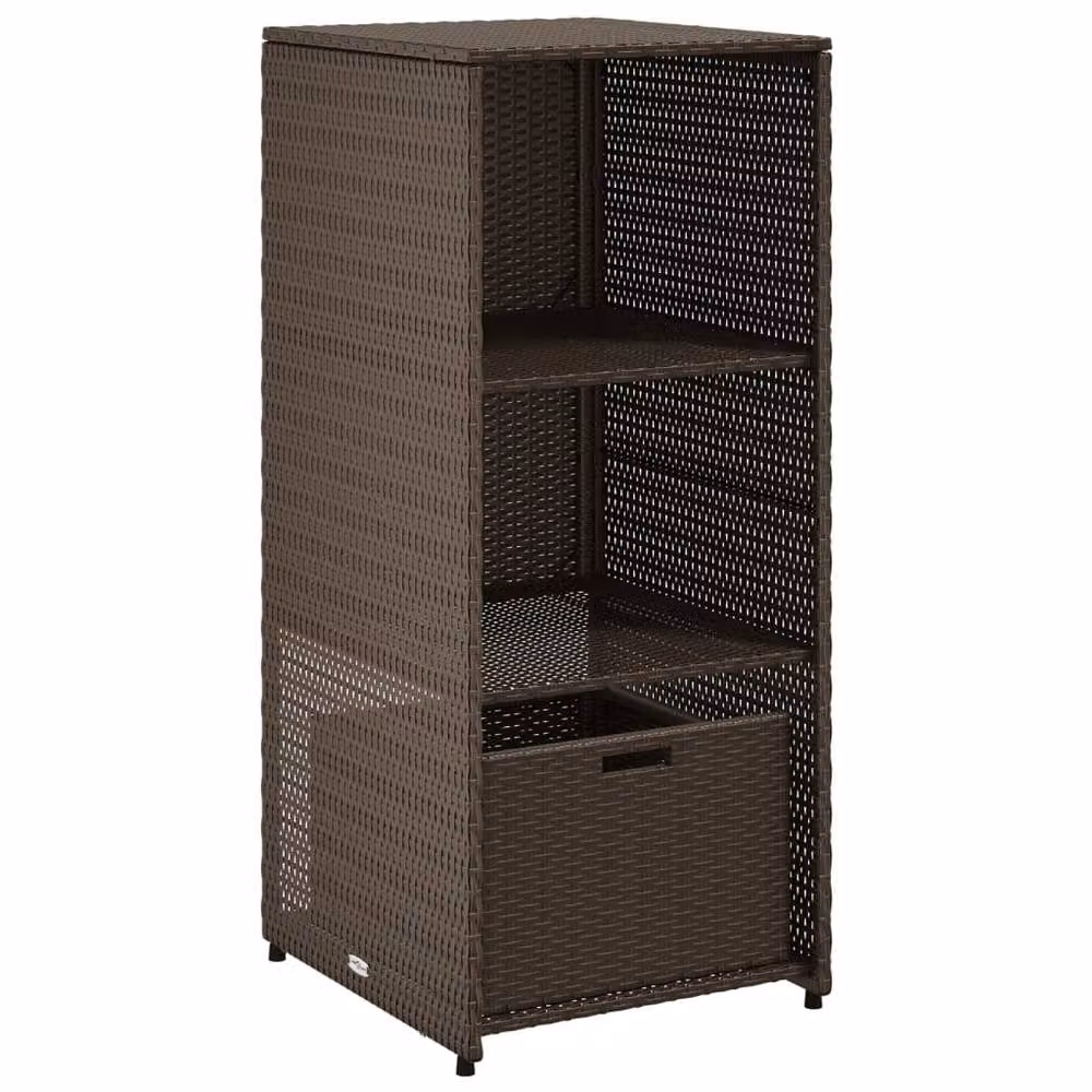 Berkfield Home Brown Poly Rattan Garden Storage Cabinet with Internal Shelves and Drawers W/D/H: 50 x 55 x 115 cm – 2