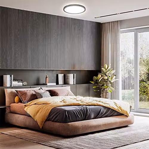 B.K.Licht Round RGBW LED Ceiling Lamp, Black, Dimmable with Remote Control and Backlight Effect – 8
