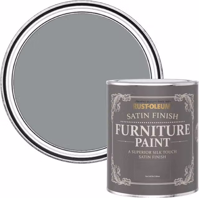 Rust-Oleum Water-Based Satin Furniture Paint in Anthracite Grey, 750ml – 1
