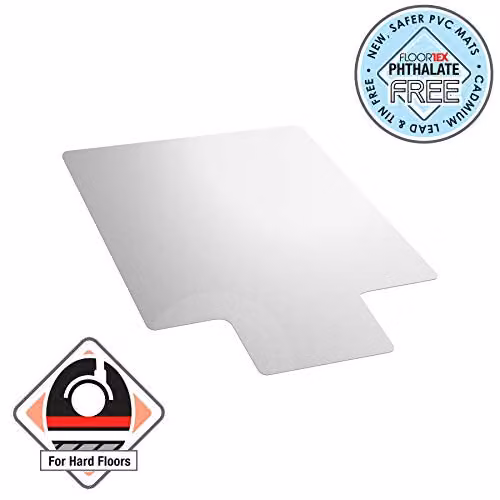 Floortex Advantagemat Transparent PVC Lipped Chair Mat for Hard Floors W: 120 cm, D: 90 cm – 2