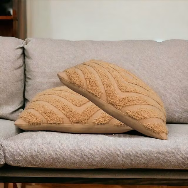 Artisan Furniture Mustard Diamond Cushion Set of 2 in Yellow and Beige