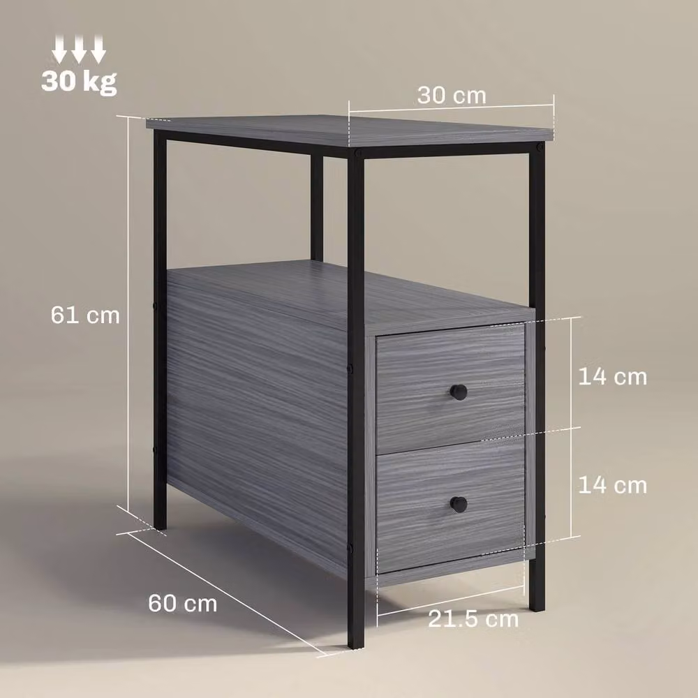 NESTLUNE Narrow Grey Metal End Table and Sofa Side Table – 2