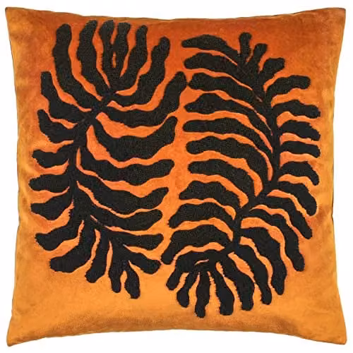 Riva Home Maldive Botanical Velvet Tufted Square Filled Cushion, Ginger, 45 x 45 cm – 2
