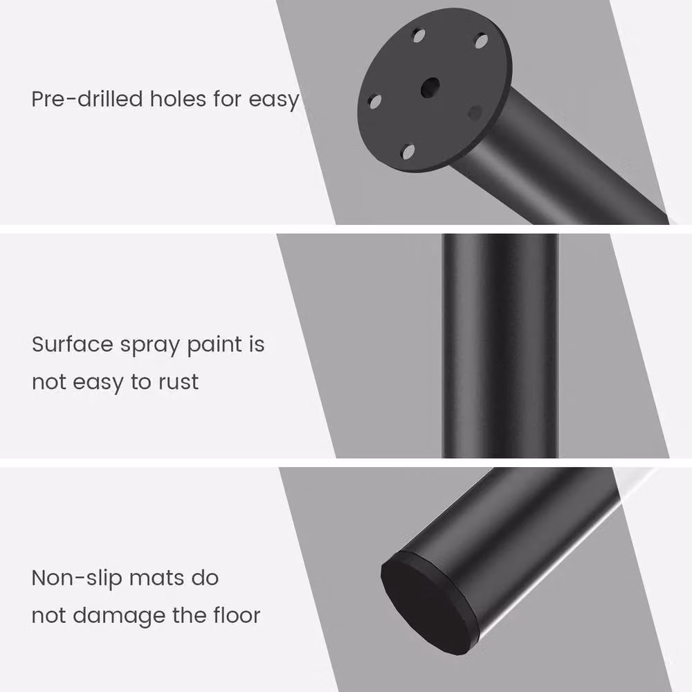 PAWNORA Black Kitchen Worktop, Desk or Bar Table Leg – 4