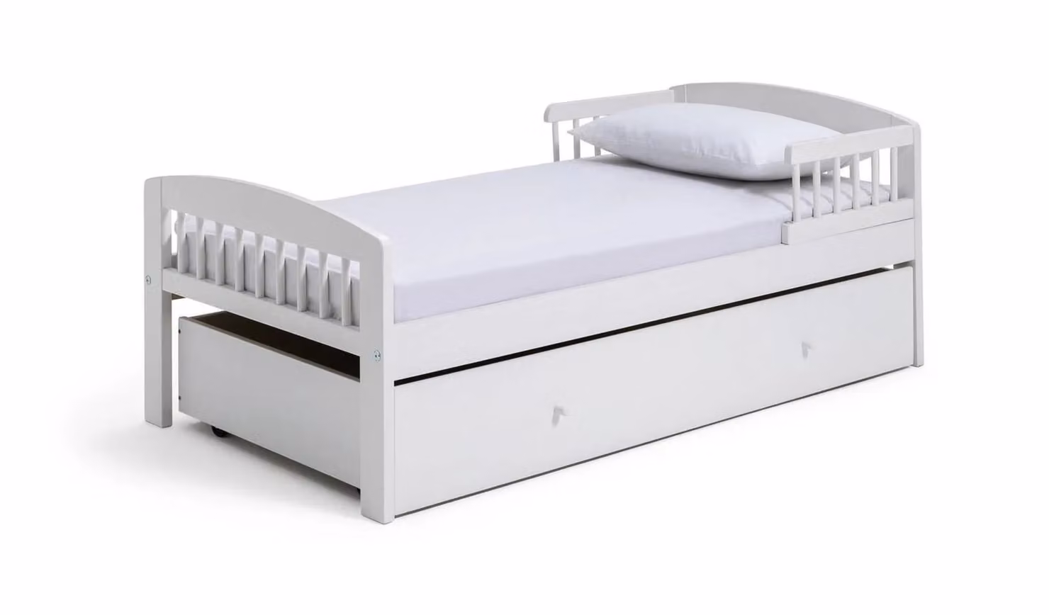 Jesse Toddler Bed with Drawer in White