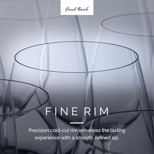 Final Touch Set of 2 Lead-free Crystal Champagne Flute Glasses, 340ml, Transparent – 6