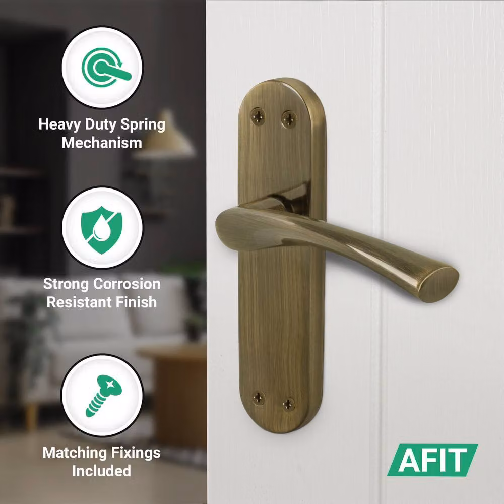 AFIT Antique Brass Twist Door Handle Latch and Hinges Set in Bronze, 5 Pairs, 150 x 150 mm – 3