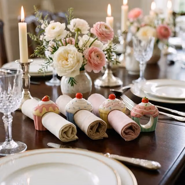 Premier Housewares Multicolour Ceramic Cupcake Napkin Rings, Set of Four – 2