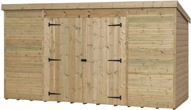 Empire Sheds Empire 5000 Pent Garden Shed with Central Double Doors, Green