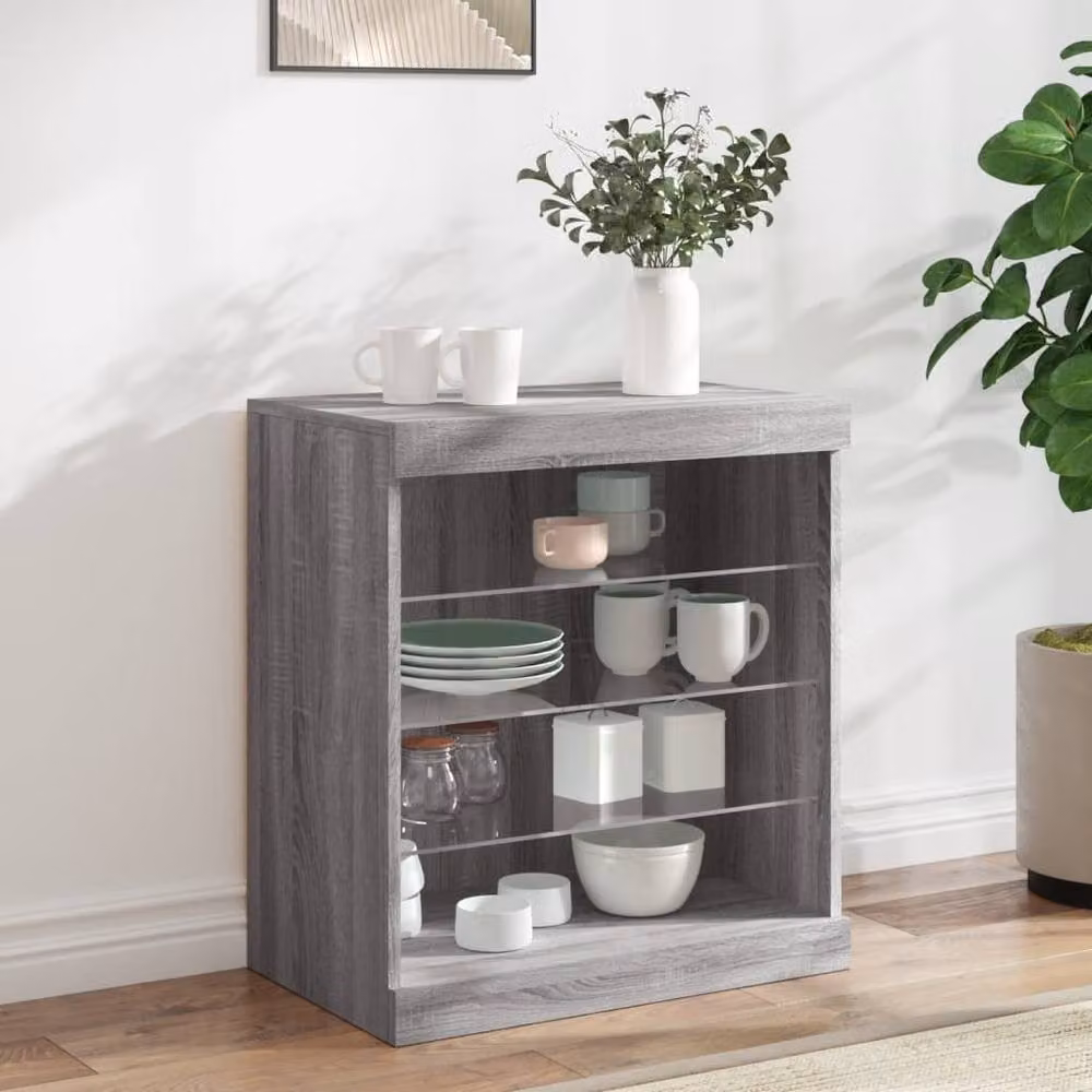 Berkfield Home Modern Sideboard with Integrated LED Lights in Grey Sonoma, W: 60.5 cm, D: 37 cm, H: 67 cm – 2