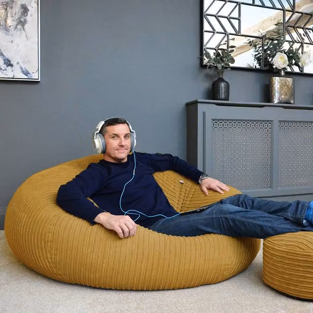 rucomfy Goliath Jumbo Cord Giant Indoor Bean Bag Chair for Adults in Yellow – 1