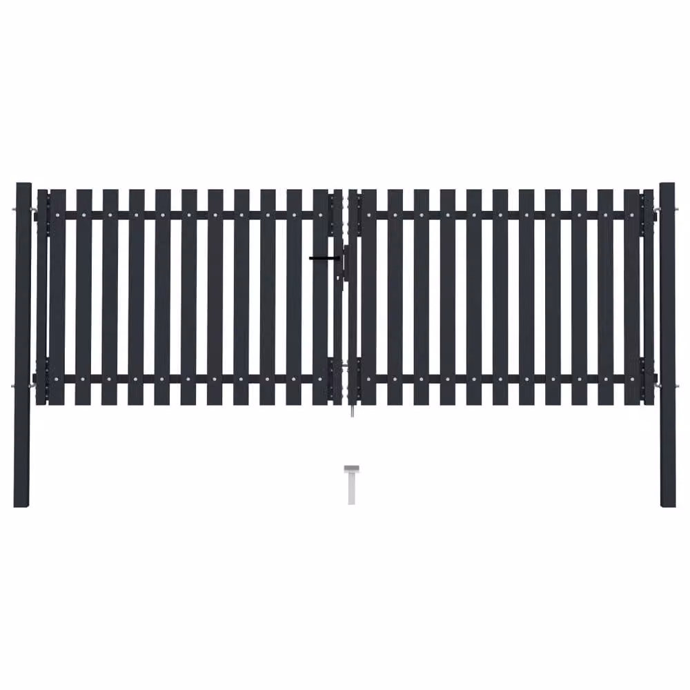 Berkfield Home Sturdy Steel Double Door Swing Fence Gate, Anthracite Grey, W: 306 cm, H: 150 cm – 2