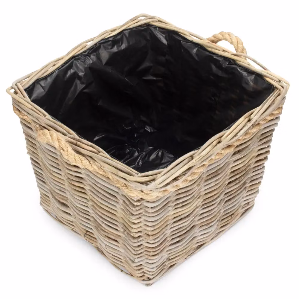 Red Hamper Large Square Tapered Rattan Planter with Plastic Lining in Natural – 2