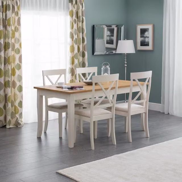 Julian Bowen Davenport Rectangular Extending Dining Table in White and Oak, H75 x W190 x D90 cm – 4