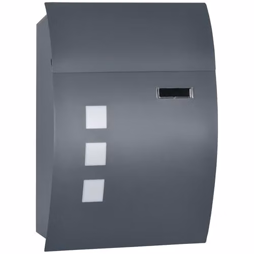 HOMCOM Wall Mounted Steel Letter Box in Anthracite Grey