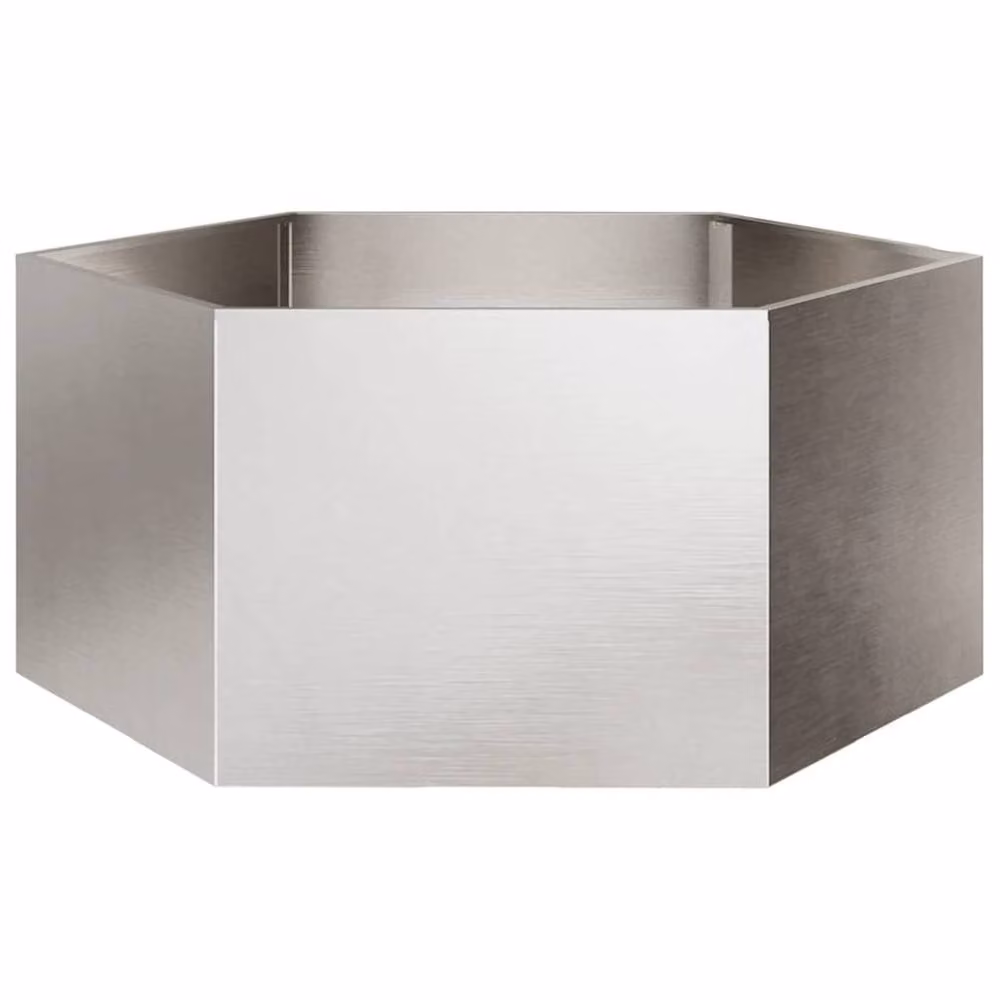 Berkfield Home Durable Hexagon Garden Planter in Silver Stainless Steel, W: 104 cm, D: 90 cm, H: 45 cm – 2