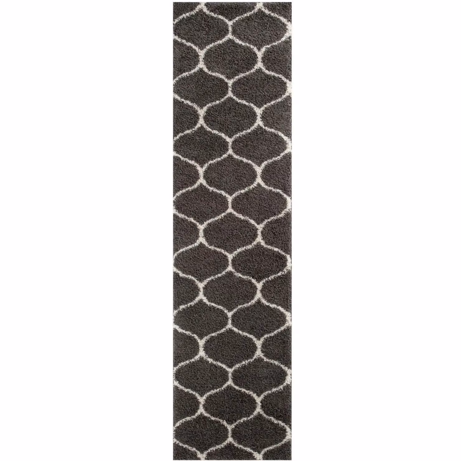 THE RUGS Soft Trellis Moroccan Shaggy Rug, Dark Grey, W: 140 cm, D: 200 cm – 6