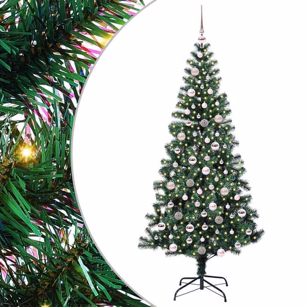 Berkfield Home Artificial Pre-lit Christmas Tree in Green, Height: 210 cm – 2