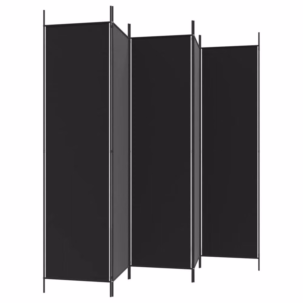 Berkfield Home 5-Panel Fabric Room Divider, Black, W: 250 cm, H: 200 cm – 3