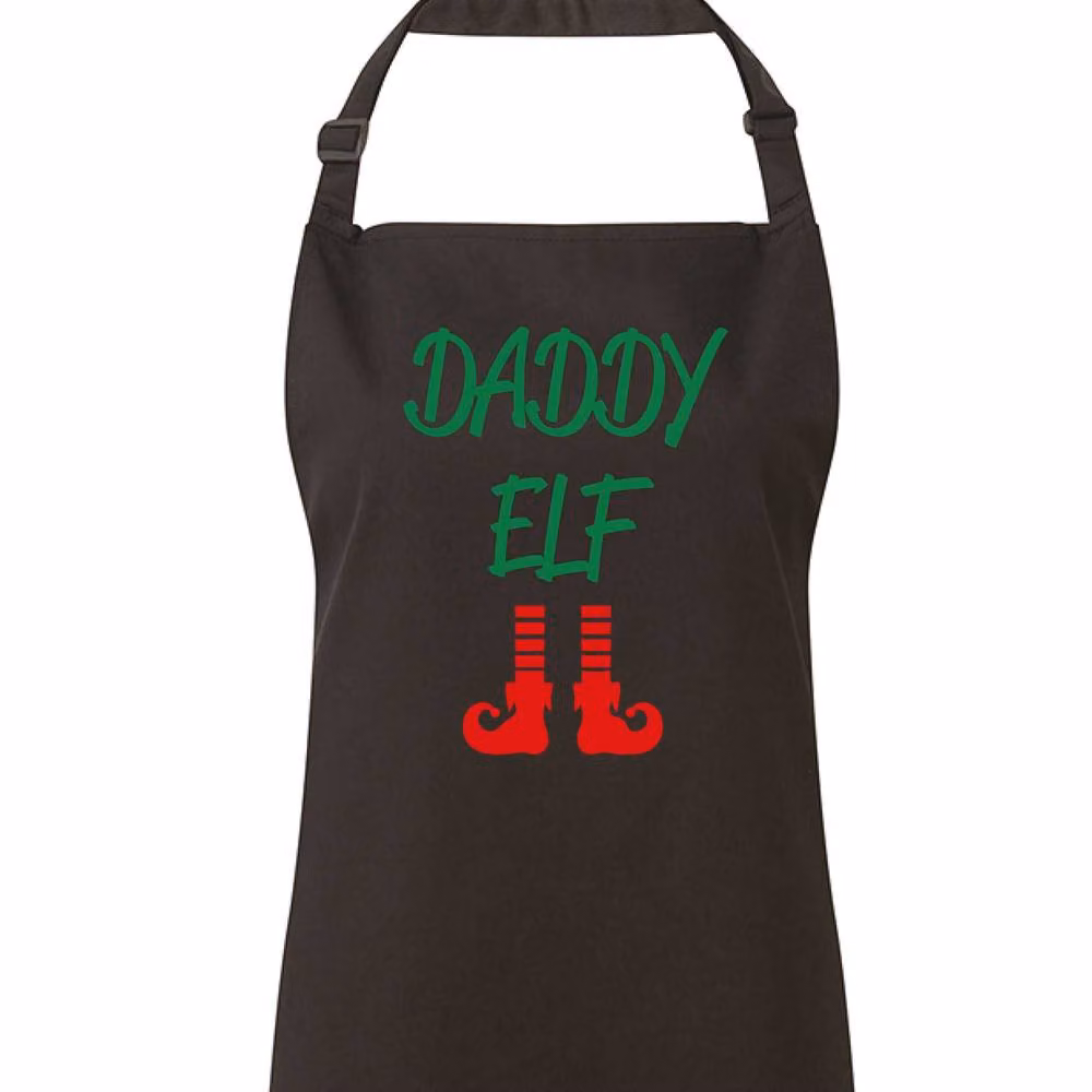 60 SECOND MAKEOVER Men's Daddy Elf Apron in Black – 2