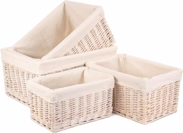 Red Hamper Wicker Storage Baskets with White Lining, 47 cm