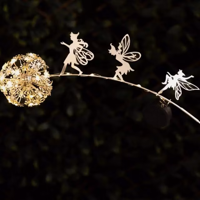 Garden Mile Solar Dandelion Fairy Light in Silver Stainless Steel
