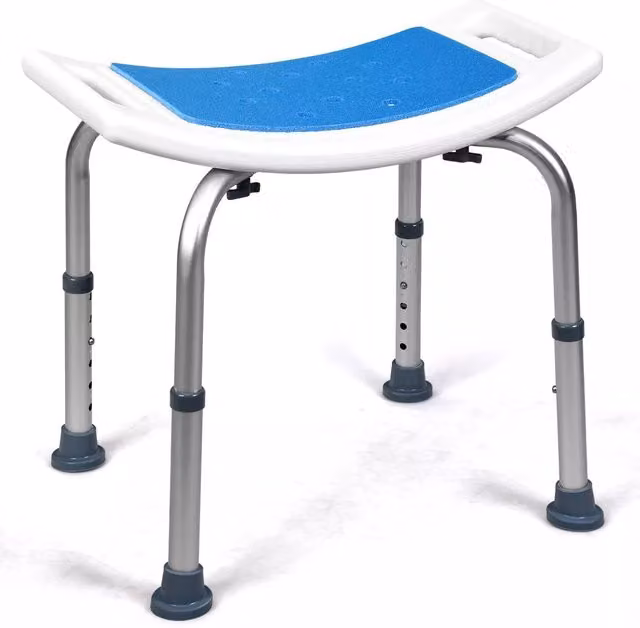 Costway Height Adjustable Padded Bath Chair with Non-Slip Drainage Seat in Multicolour