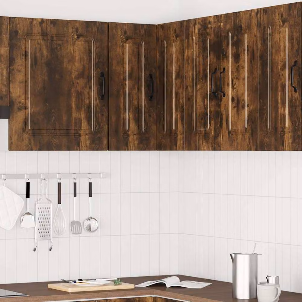 Berkfield Home Kalmar Wall Mounted Kitchen Corner Cabinet in Smoked Oak Brown Engineered Wood – 2