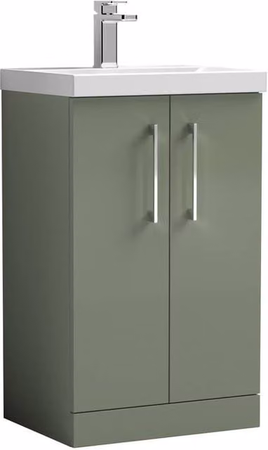 Balterley Contemporary Floor Standing Bathroom Vanity Unit with Mid-Edge Basin, Satin Green, W: 51 cm, D: 39 cm, H: 84 cm – 1