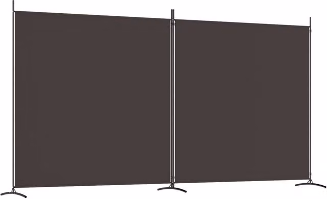 Berkfield Home 2-Panel Fabric Room Divider in Brown, W: 348 cm, H: 180 cm – 1