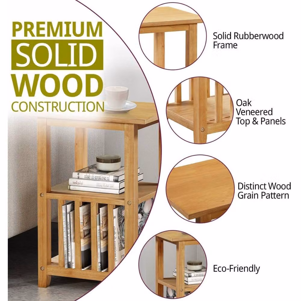 FORGEVIO Small Side Table and Magazine Rack in Light Oak Veneer – 4