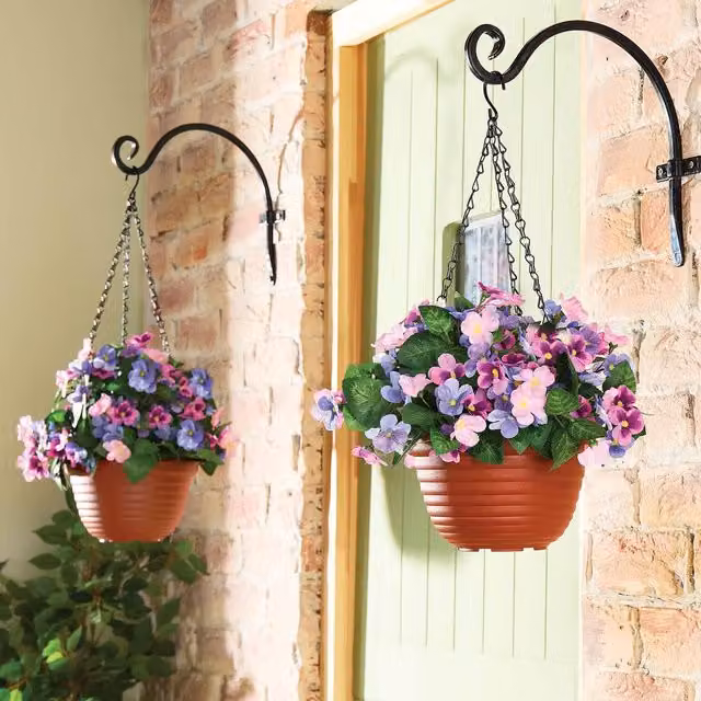 Coopers of Stortford Gainsborough Artificial Pansy Hanging Basket with Pink and Purple Flowers