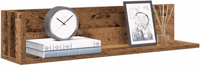Berkfield Home Wall Mounted Shelves, 2 Piece Set in Brown Old Wood, W/D/H: 75 x 16.5 x 16.5 cm