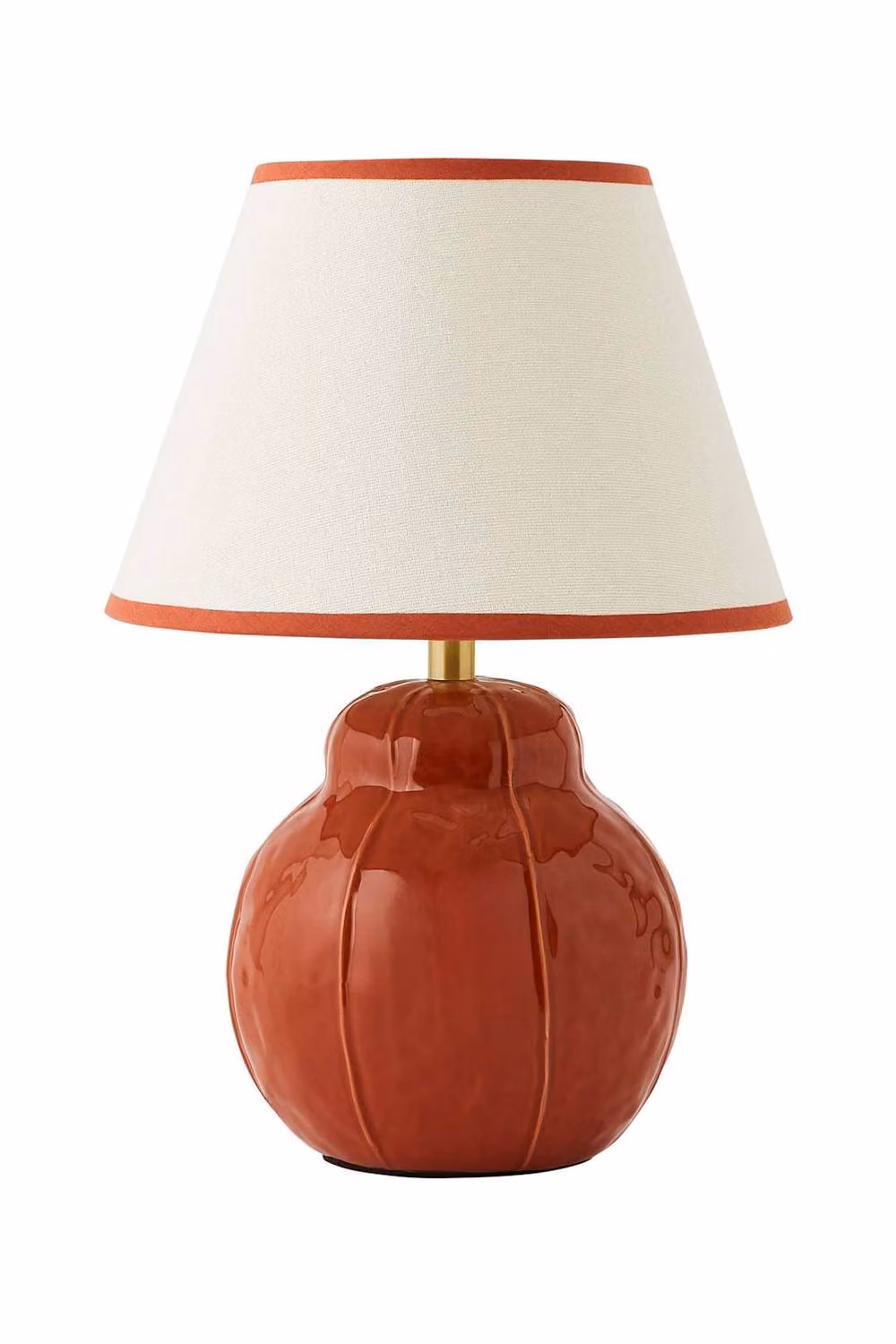 ValueLights Gourdette Ceramic Table Lamp in Burnt Orange with Fabric Shade – 2