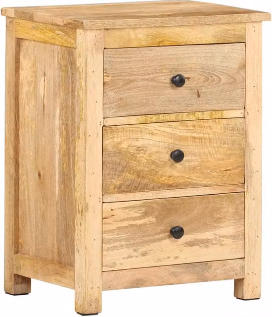 Berkfield Home Bedside Cabinet in Brown Solid Mango Wood, W/D/H: 45 x 35 x 60 cm