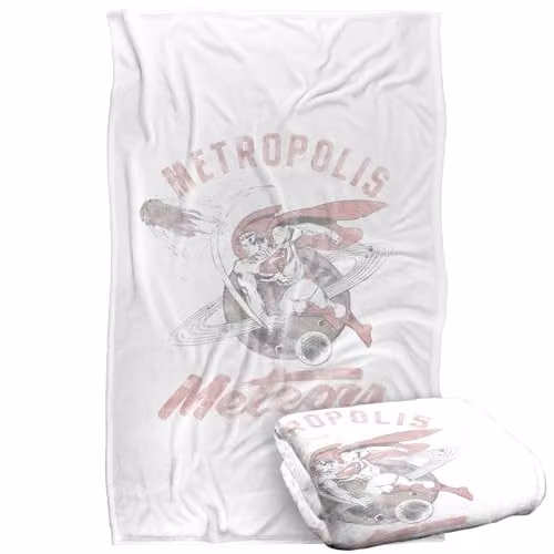 Warner Bros. Superman Metropolis Meteors Super Soft Silky Touch Fleece Throw Blanket, Multicolour, W: 91.44 cm x L: 147 cm