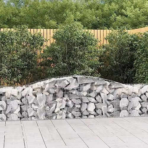 vidaXL Set of 3 Arched Gabion Baskets in Silver Galvanised Steel, W/D/H: 80 x 50 x 80 cm – 2