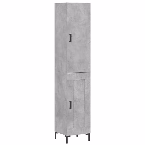 vidaXL Highboard in Concrete Grey, Industrial Style Engineered Wood with Hinged Doors, W/D/H: 34.5 x 34 x 180 cm