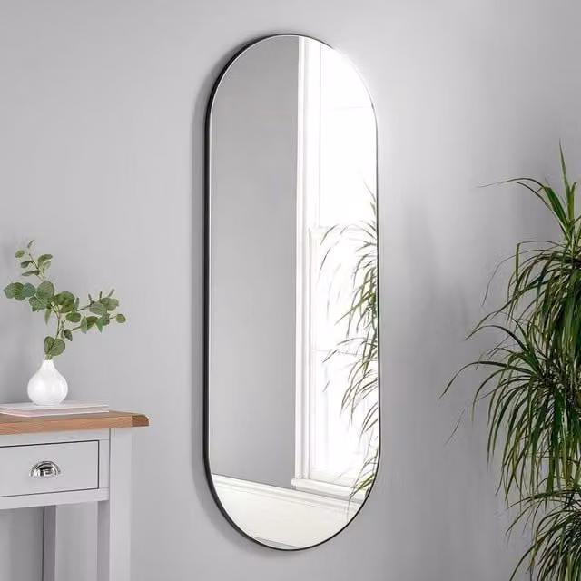 Yearn Mirrors Large Full Length Black Curved Mirror W: 60 cm, H: 150 cm – 1