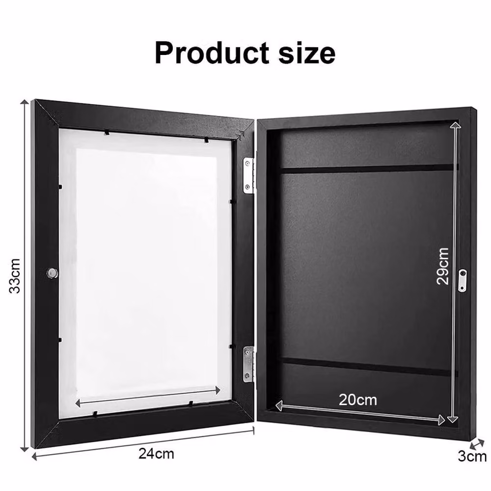 FLAVORA 2-Piece Black Metal A4 Art Display Frames for Children, W/D/H: 100 x 15 x 15 cm – 2